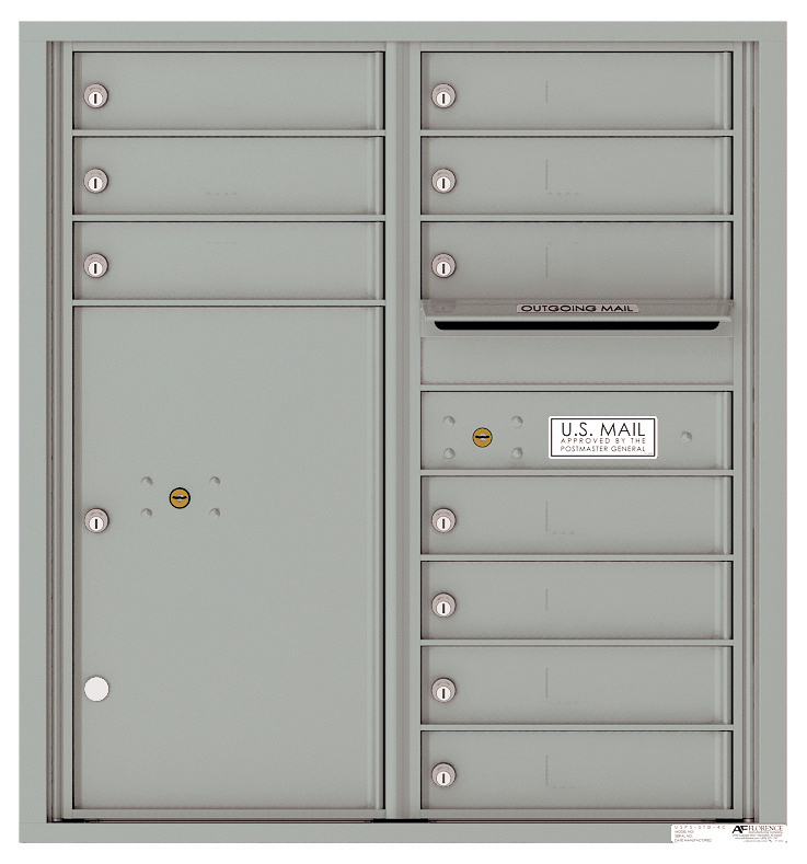Versatile Front Loading Double Column Commercial Mailbox with 10 Tenant Doors and 1 Parcel Locker