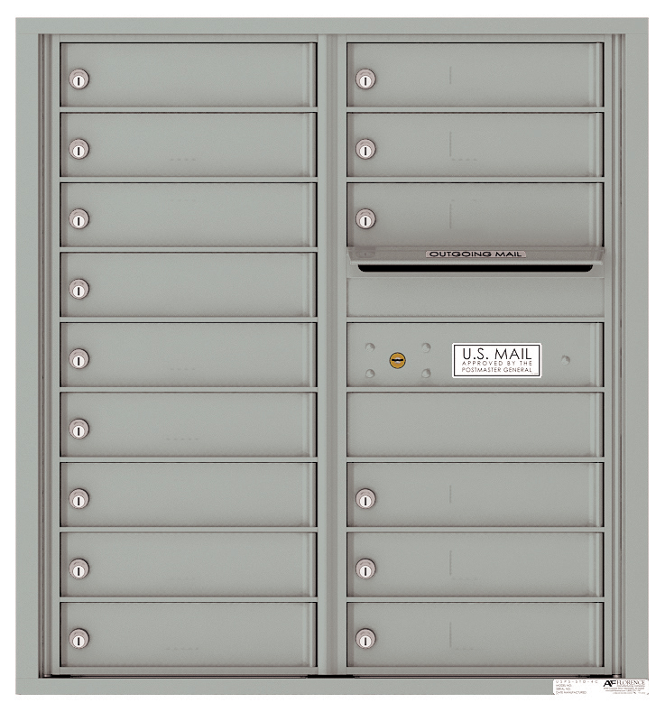 Versatile Front Loading Double Column Commercial Mailbox with 15 Tenant Doors and Outgoing Mail Slot