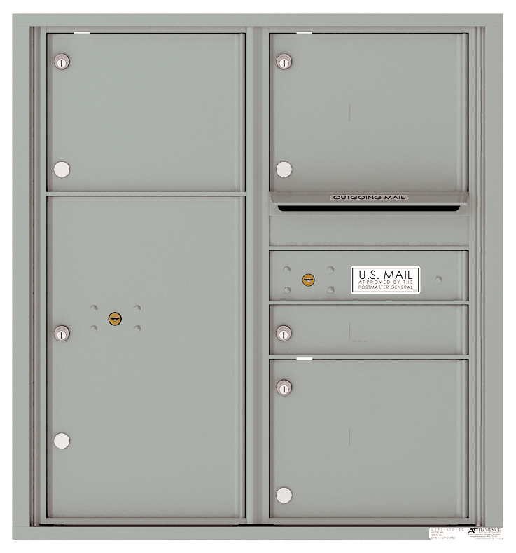 Versatile Front Loading Double Column Commercial Mailbox with 4 Tenant Compartments and 1 Parcel Locker