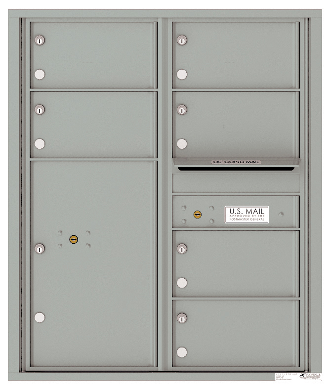 Versatile Front Loading Double Column Commercial Mailbox with 6 Tenant Compartments and 1 Parcel Locker