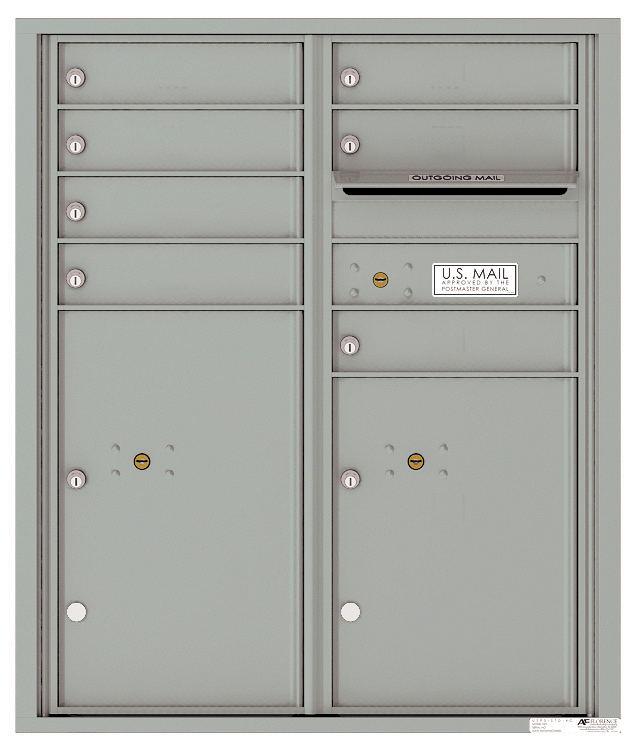 Versatile Front Loading Double Column Commercial Mailbox with 7 Tenant Compartments and 2 Parcel Lockers
