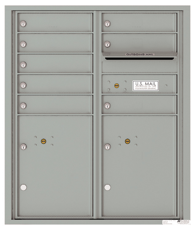 Florence 4C Horizontal Mailbox - 8 Doors, 2 Parcel Lockers - ADA Compliant Max Height USPS Access
