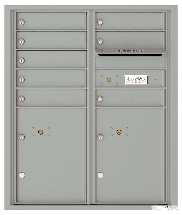 Versatile Front Loading Double Column Commercial Mailbox with 8 Tenant Compartments and 2 Parcel Lockers