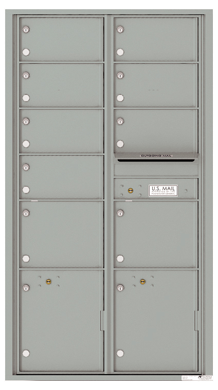 Versatile Front Loading Double Column Mailbox with 9 Tenant Compartments and 2 Parcel Lockers