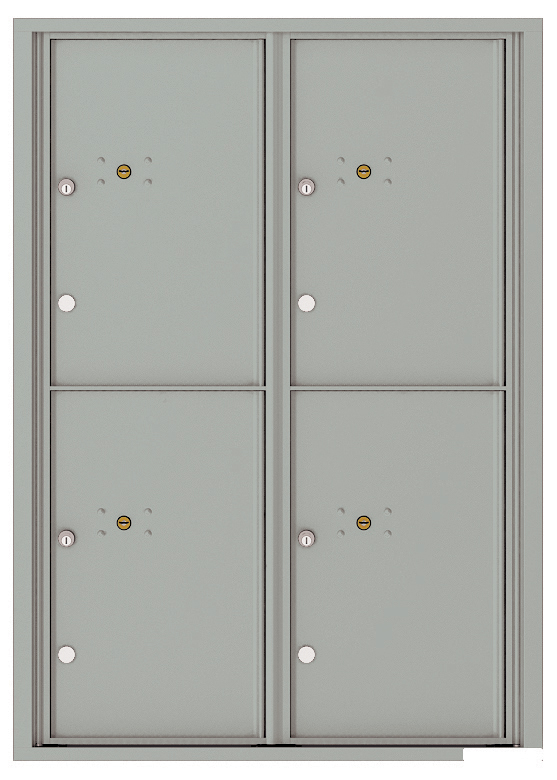 Versatile Front Loading Fully Recessed Double Column Commercial Mailbox with 4 Parcel Lockers