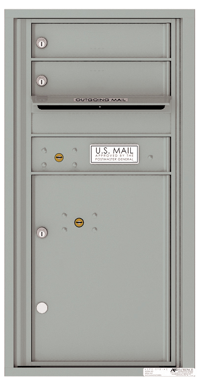 Versatile Front Loading Single Column Commercial Mailbox with 2 Tenant Compartments and 1 Parcel Locker