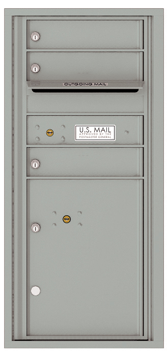 Versatile Front Loading Single Column Commercial Mailbox with 3 Tenant Compartments and 1 Parcel Locker