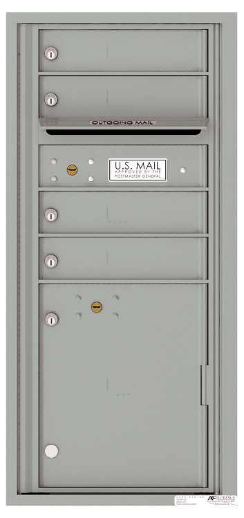 Florence 4C Horizontal Mailbox - Front Loading - 4 Tenant Doors, 1 Parcel Locker - ADA Compliant Max Height - USPS Access