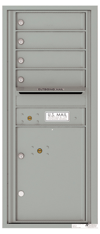 Versatile Front Loading Single Column Commercial Mailbox with 4 Tenant Doors and 1 Parcel Locker