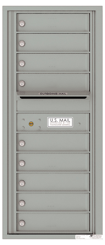 Versatile Front Loading Single Column Commercial Mailbox with 9 Tenant Doors