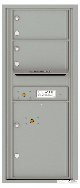 Versatile Front Loading Single Column Commercial Mailbox with 2 Tenant Compartments and 1 Parcel Locker-4C11S-02