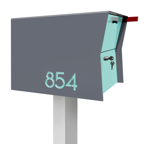 The Retrobox Locking Package Dropbox in GRAY- Modern Post Mounted Mailbox