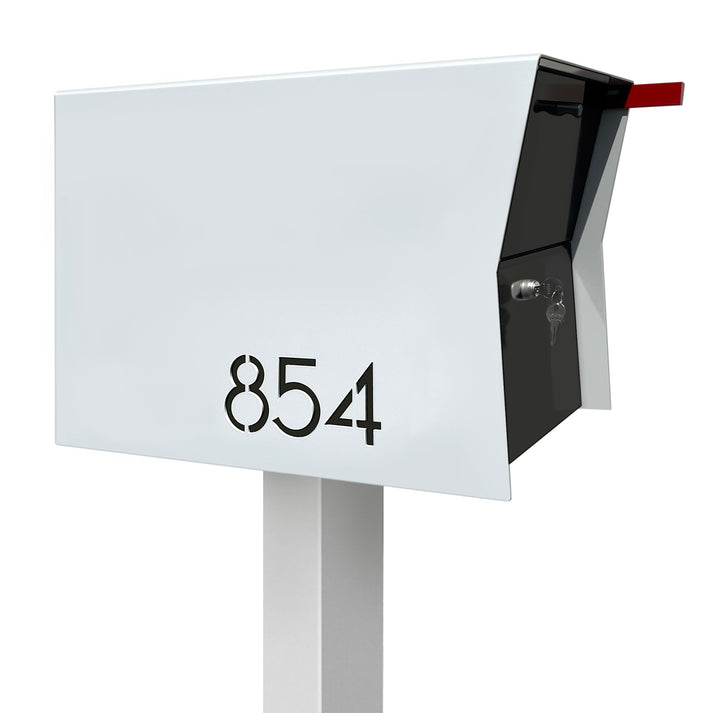 The Retrobox Locking Package Dropbox in ARCTIC WHITE - Modern Post Mounted Mailbox