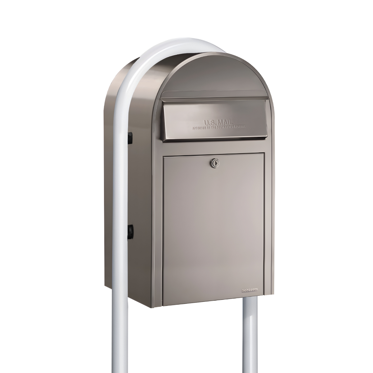 USPS Approved Bobi Grande Front Access Modern Locking Mailbox with Round Post Combo – Secure Small Parcel Delivery - Multiple Color Options