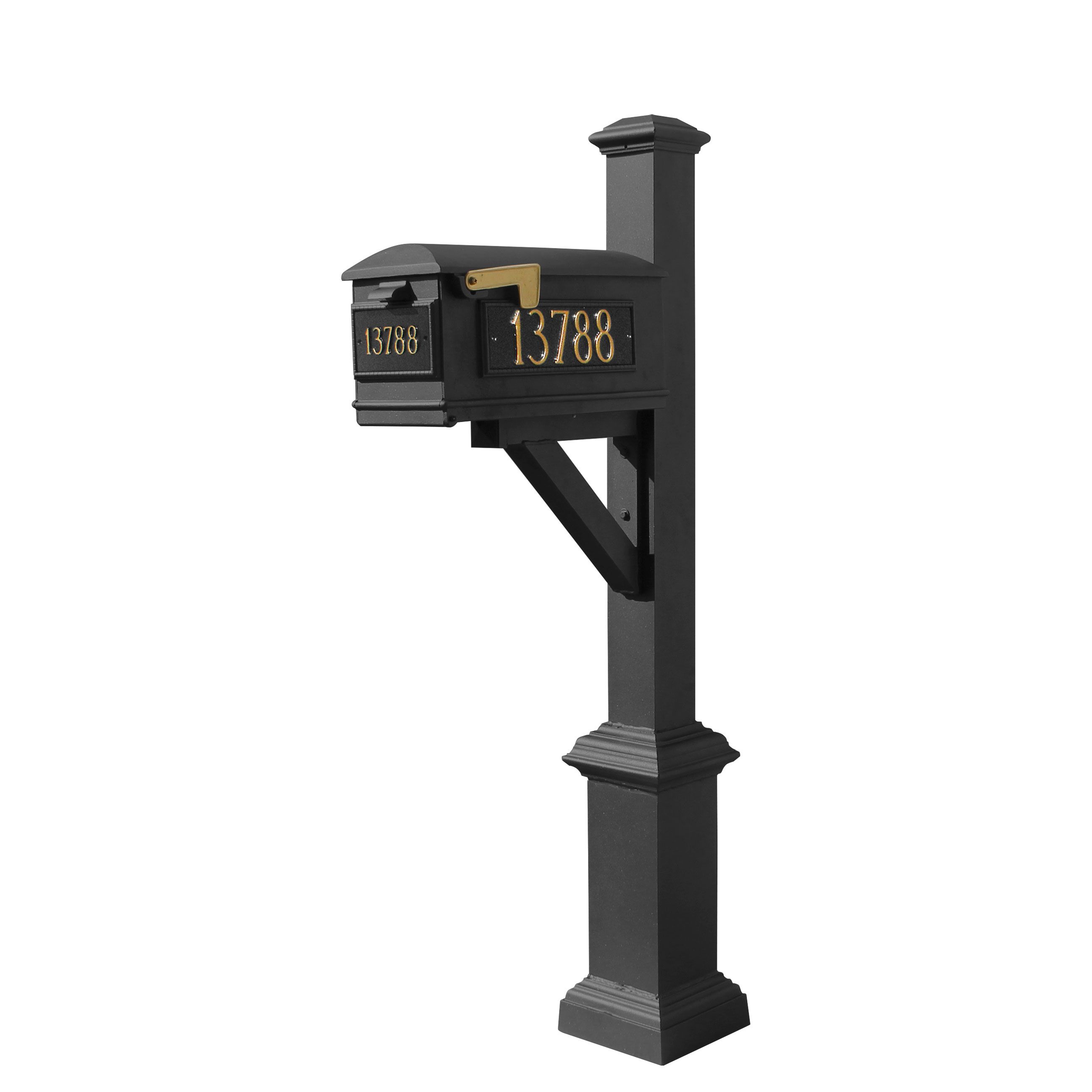 Westhaven System with Lewiston Mailbox, (3 Cast Plates) Square Base & Pyramid Finial