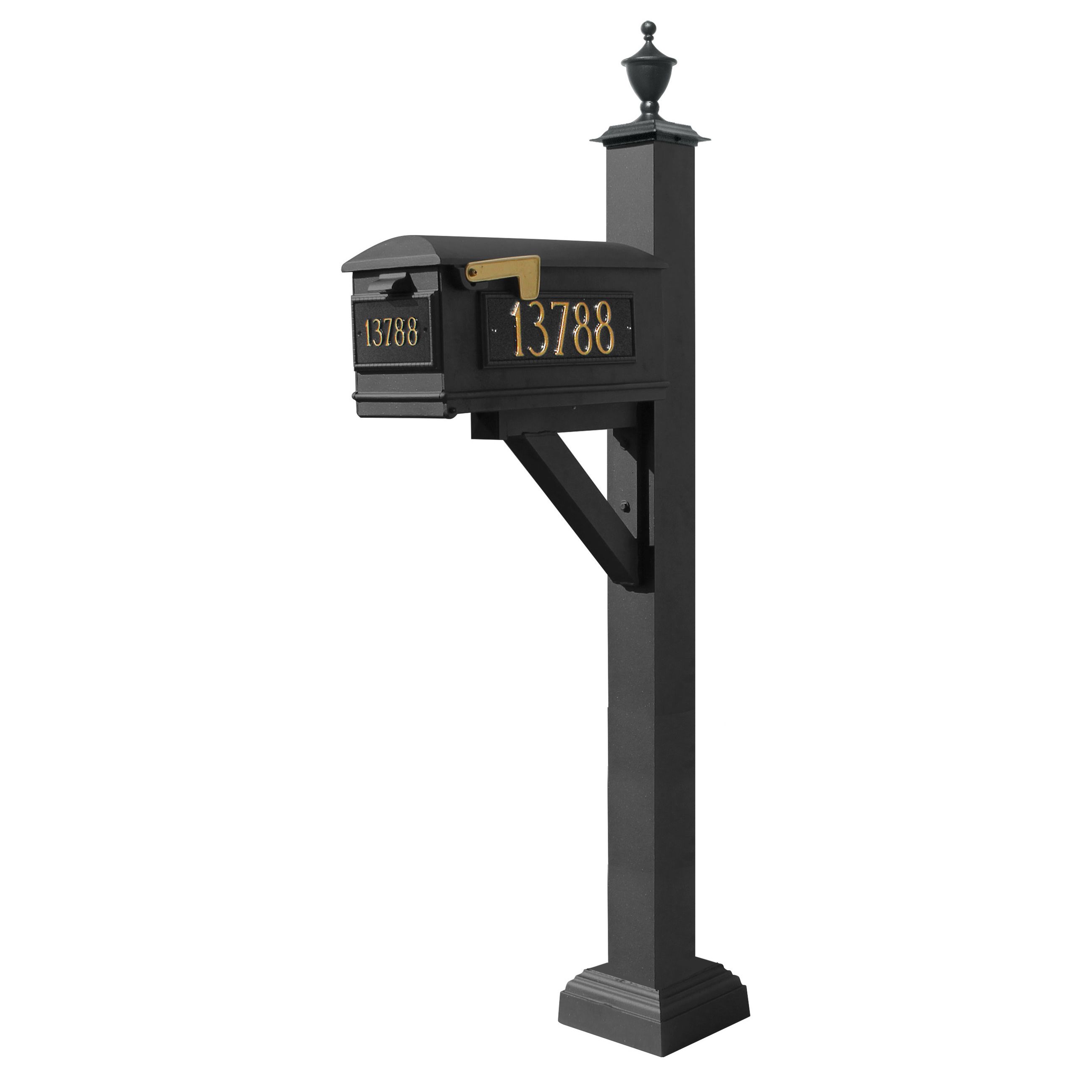 Westhaven System with Lewiston Mailbox, (3 Cast Plates) Square Collar & Urn Finial