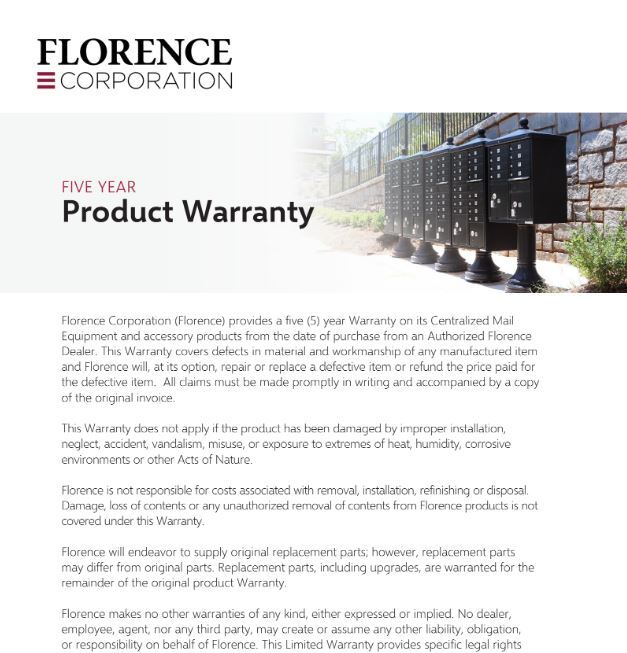 Florence Warranty