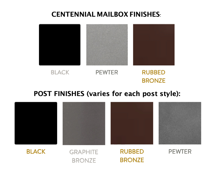 Centennial Mailbox + Post Finishes