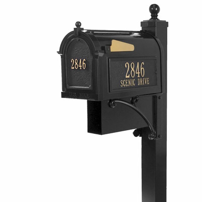 Small whitehall estate streetside mailbox package in black